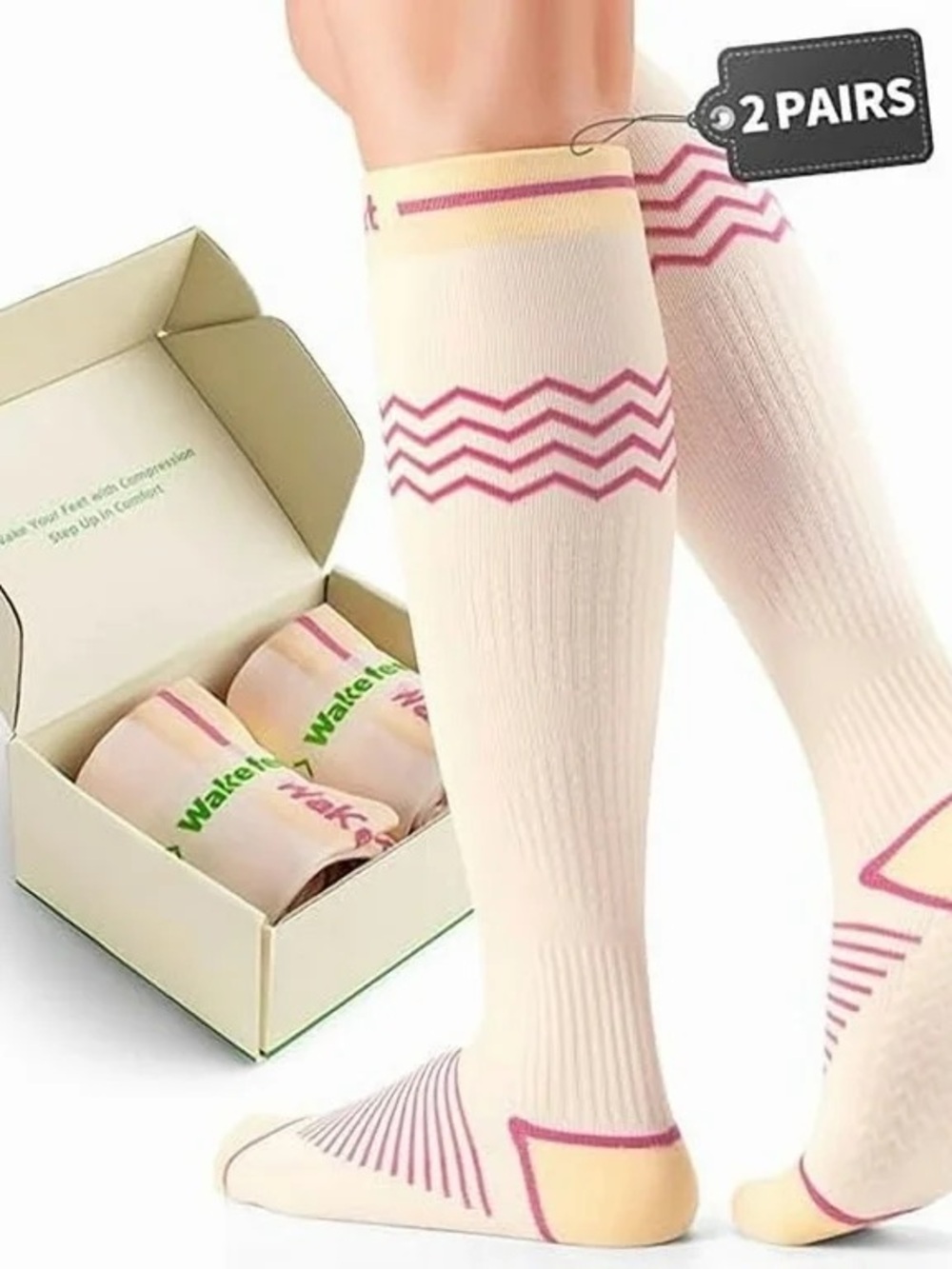 Compression Knee-High Socks for women- 2 pairs